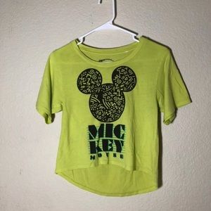 Disney Tops - M I C K E Y Mickey Lime Green Cropped Tee Disney Tops - M I C K E Y Mickey Lime Green Cropped Tee